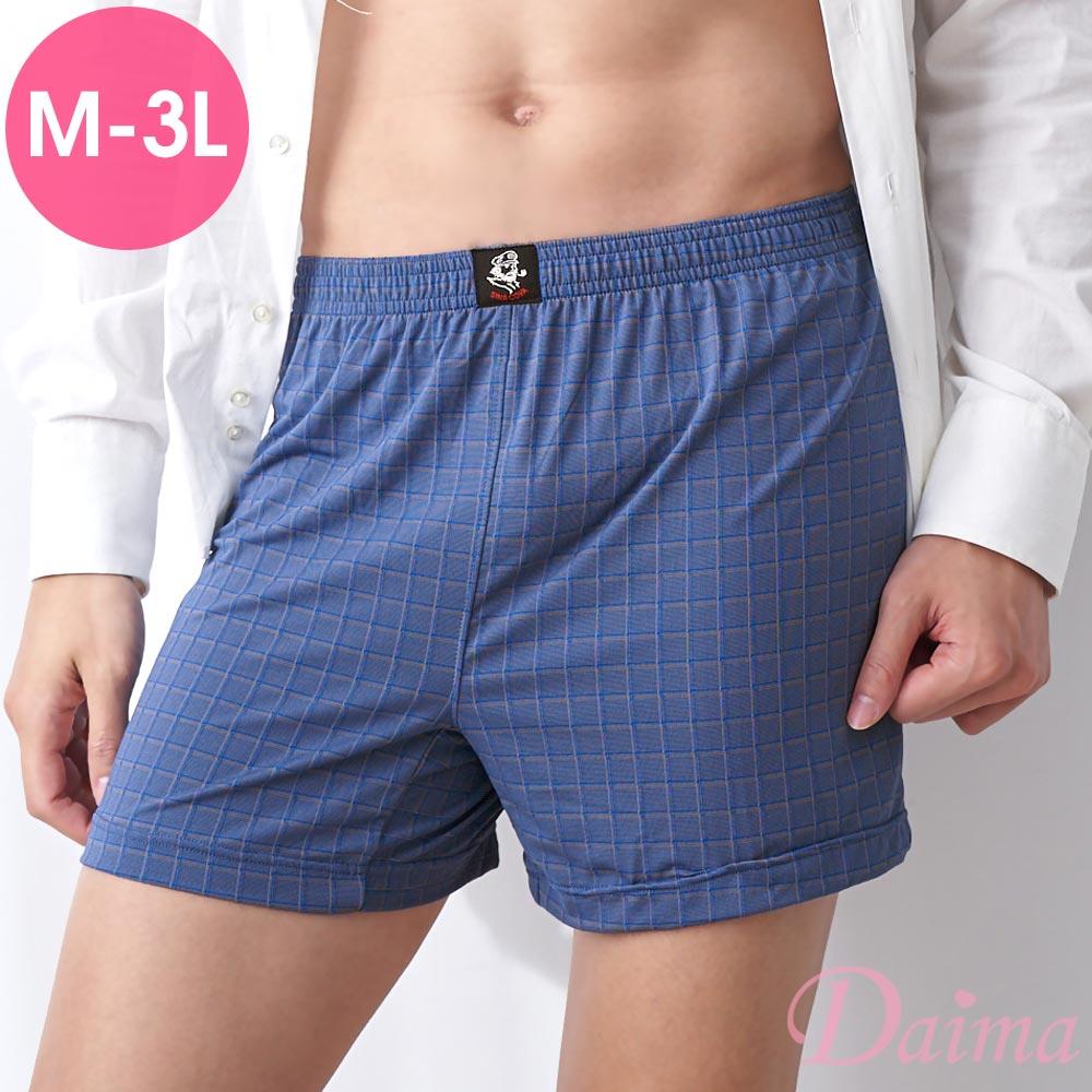 男內褲 台灣製(M-3L)竹炭格紋針織彈性平口褲/內褲/隨機出貨-1件組
