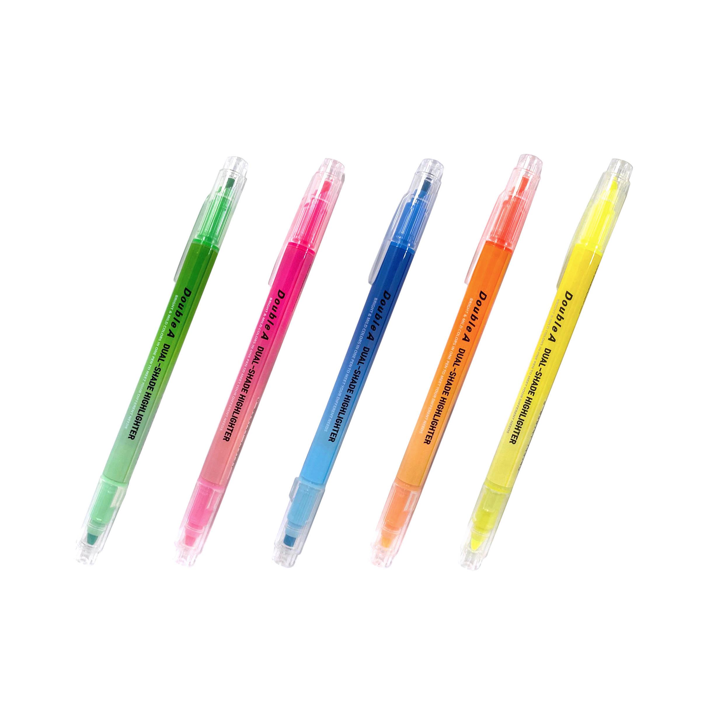 DOUBLE A  雙頭螢光筆-(螢光黃與淡黃/螢光粉與淡粉/螢光橘與淡橘/螢光藍與淡藍/螢光綠與淡綠)