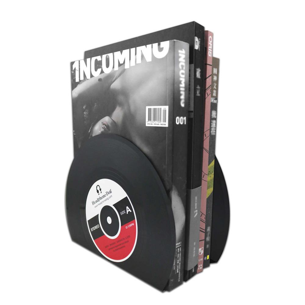 【耳機狗】黑膠唱片造型 簡易輕便 書擋/雜誌架/CD/DVD架(兩入裝)