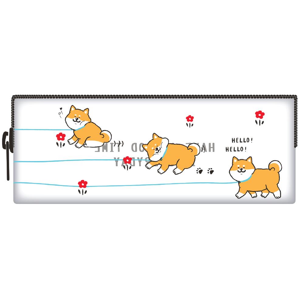 (第2件0元)柴犬 透明長型筆袋H-散步(※下單請選購2件)