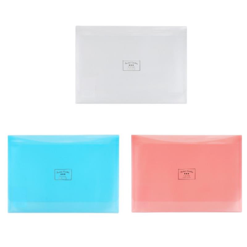 KOKUYO Pastel Cookie 橫式雙層文件袋 A4-藍/粉/透明