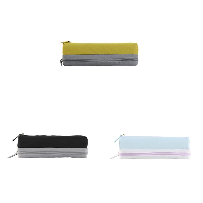 KOKUYO 雙層分類收納筆袋-藍/黑灰/黃灰