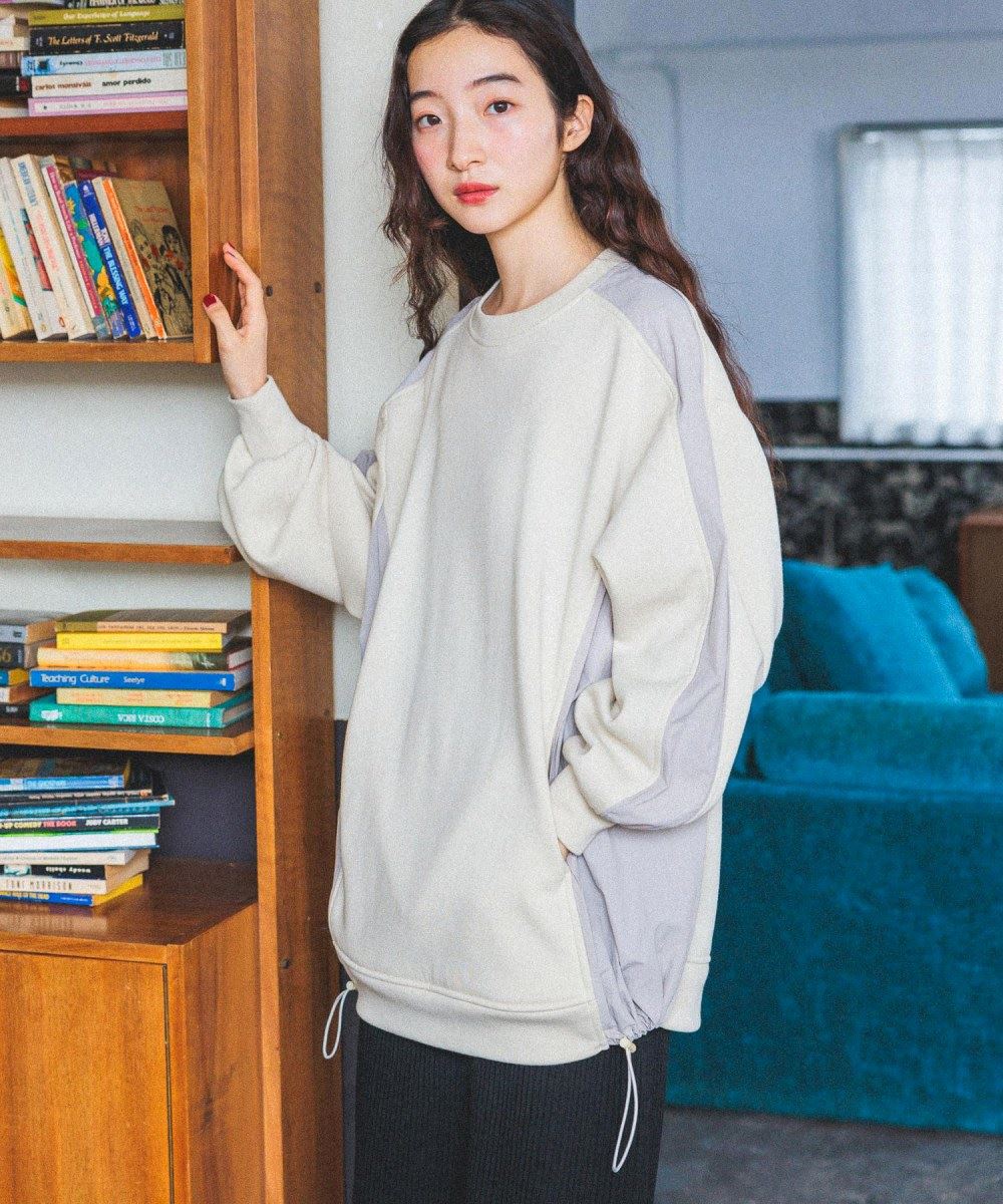 niko and女異素材拼接下擺束繩長袖上衣-三色-142587