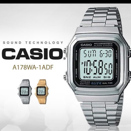 CASIO 卡西歐A178WA-1A 極簡方形質感電子錶A178WA-1ADF 熱賣中!