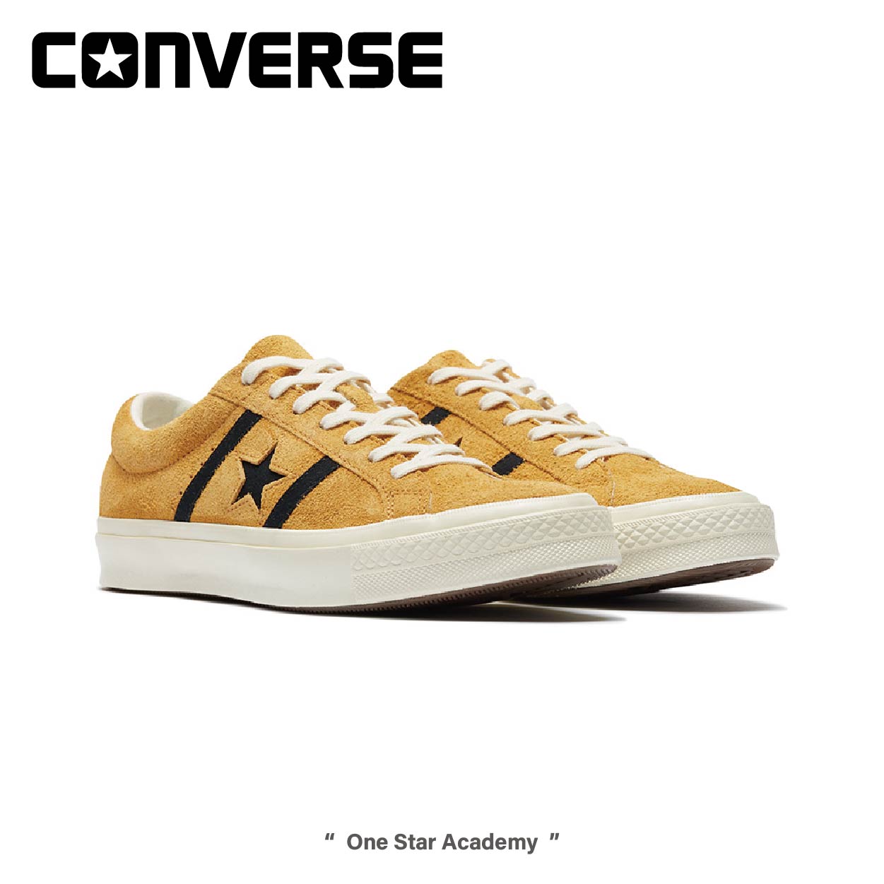 CONVERSE 帆布鞋低筒麂皮一星黃黑19 S/S 163268C One Star Academy