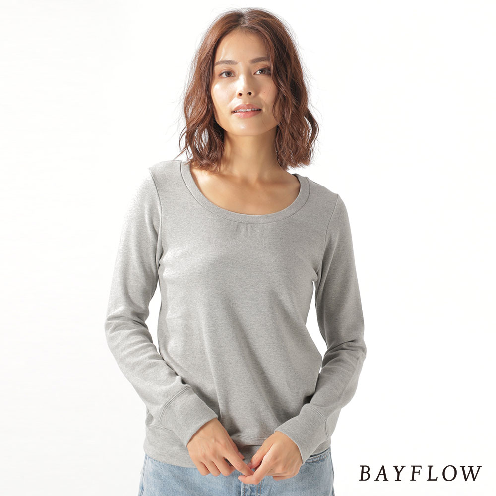 bayflow女素色定番休閒圓領棉質合身長袖t恤上衣 六色 dot st tw