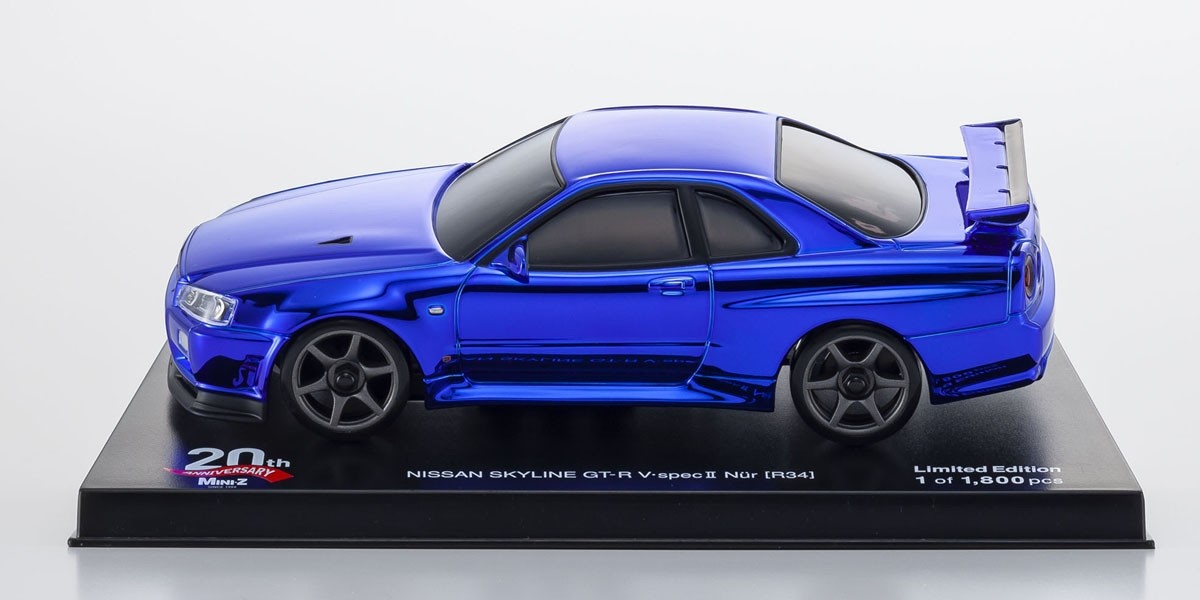 MZP427CBL ASC車殼 MA-020S NISSAN SKYLINE GT-R V･Spec Ⅱ Nur (R34) Chrome Blue  Special Edition MINI-Z 20th Anniversary Mini-Z 20周年限定版 (鍍鉻藍)