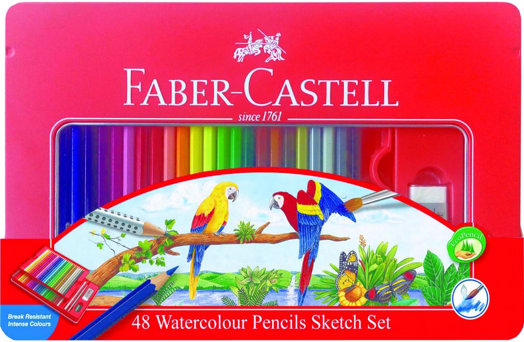 Faber-castel 輝柏文具水性色鉛筆48色附水彩筆(紅盒)