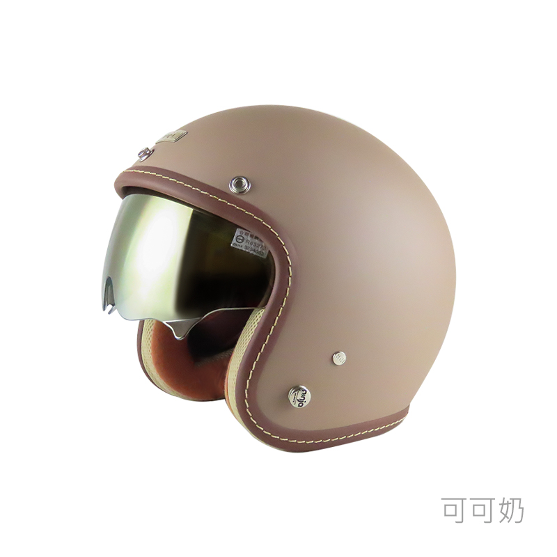 【送泡泡鏡】Ninja K806 醺砂可可奶3/4罩安全帽復古帽(內藏墨鏡 