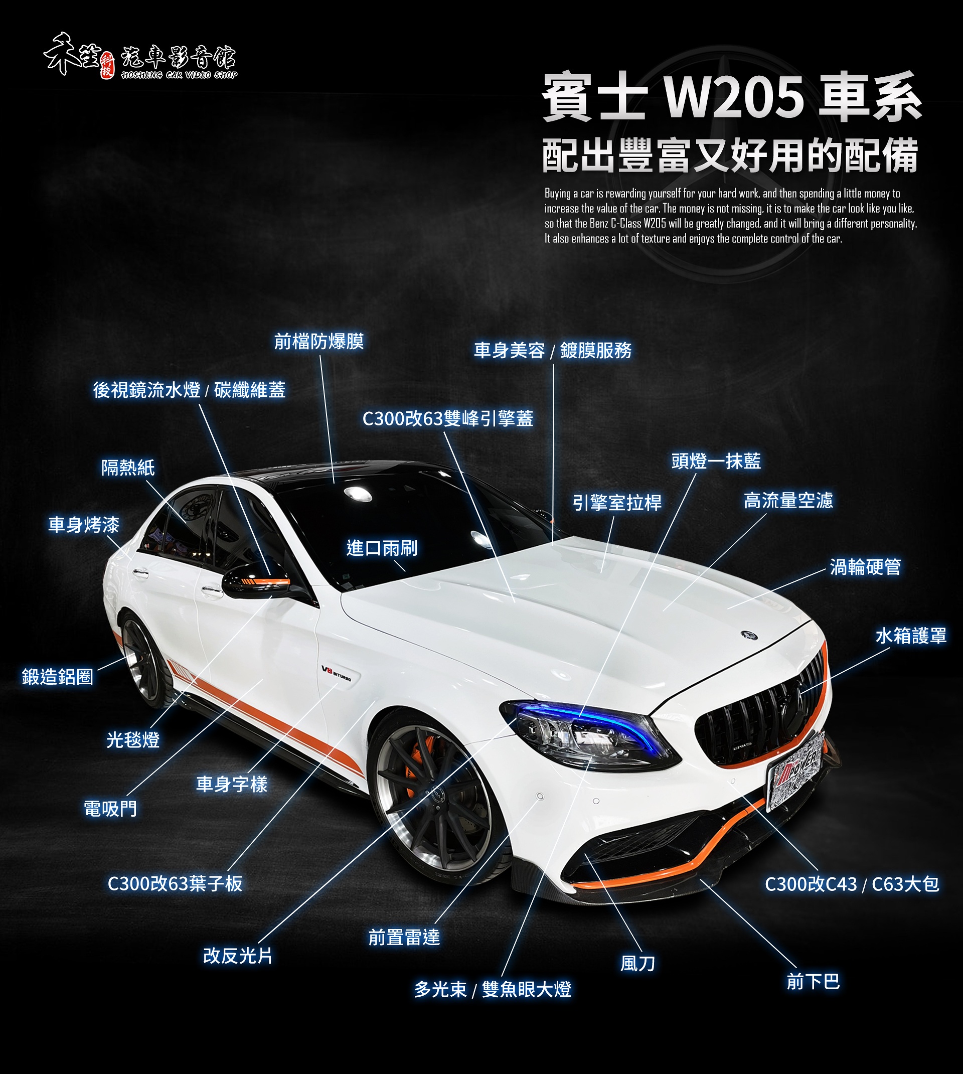 賓士改裝w205 配出豐富又好用的頂級旗艦配備 最有cp值的選擇車友口碑推薦c300 美規外匯車首選指定店家
