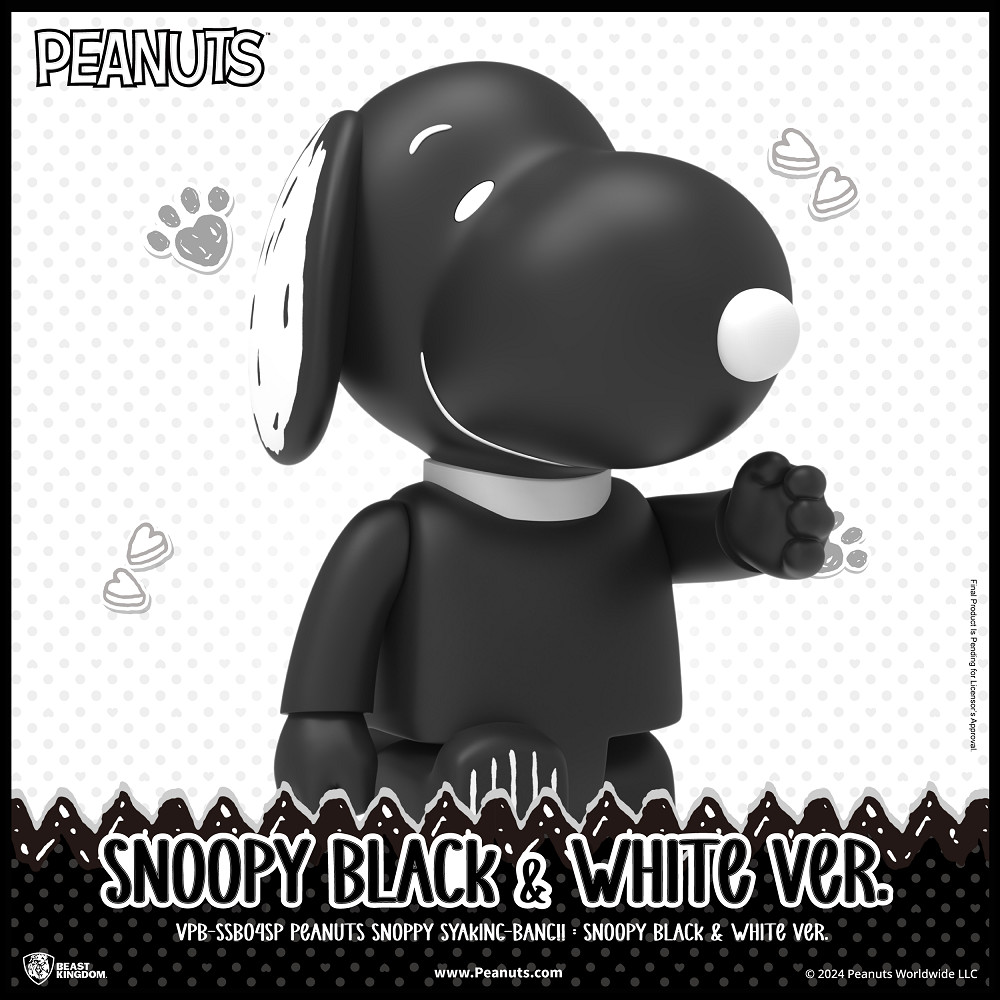 SNOOPY BLACK   VPBSSB04SP PEANUTS SNOPPY SYAKING- SNOOPY BLACK &  BEASTKINGDOMwwwPeanuts.comFinal Product  Pending for Licensors Approval. 2024 Peanuts Worldwide LLC