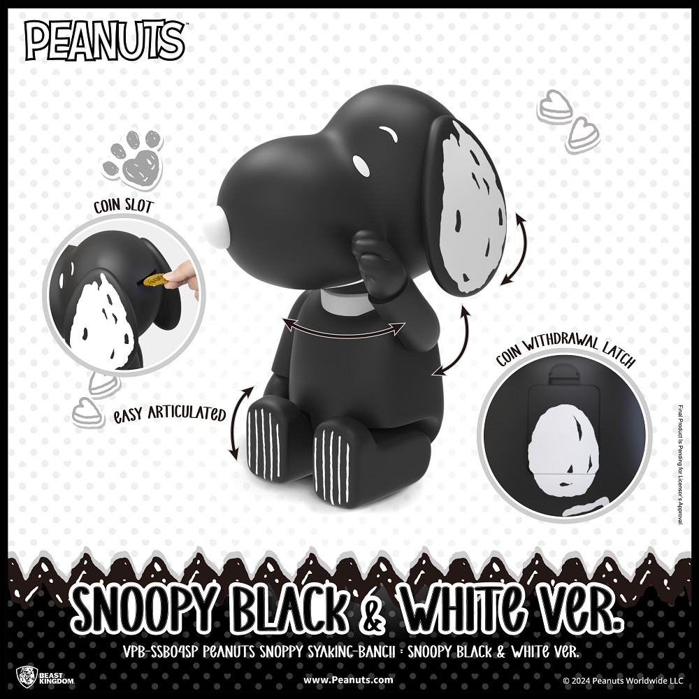 COIN SLOT COINWITHDRAWALLATCHSNOOPY BLACK   VPB-SSB04SP PEANUTS SNOPPY SYAKING- SNOOPY BLACK &  BEASTKINGDOMwww.Peanuts.comFinal Product  Pending for Licensors Approval 2024 Peanuts Worldwide LLC