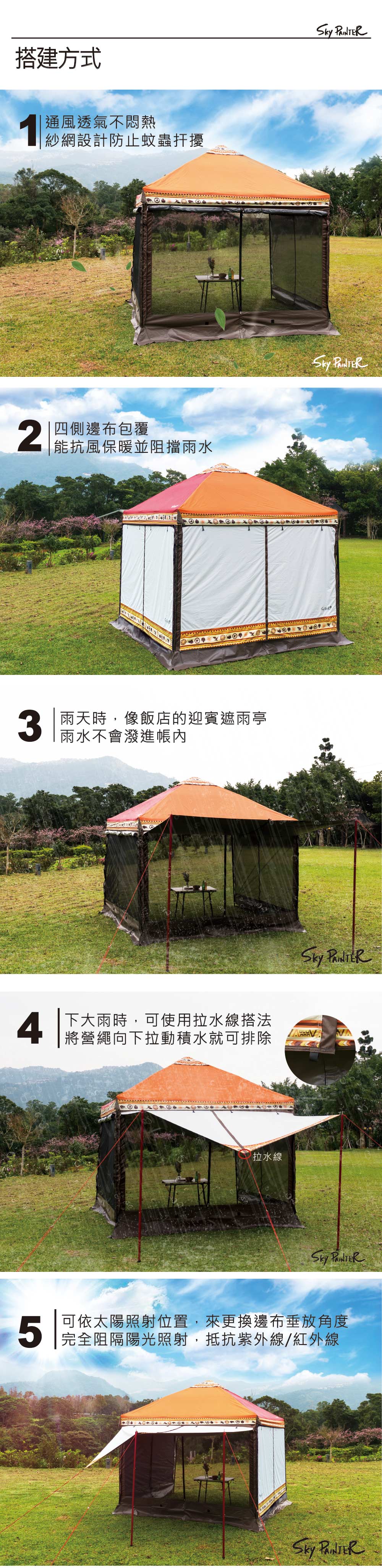 Outdoorbase 彩繪天空歡樂客廳帳套裝組 客廳帳 邊布x4 23052 23113x4 Pchome 24h購物