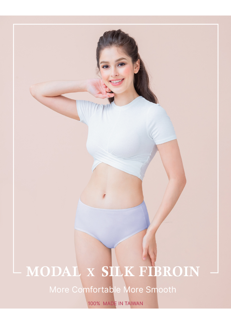 Clany Clany Taiwan-made silk protein mid-waist M-XL panties (cloudy gray  2152-61) - Shop missclany Women's Underwear - Pinkoi