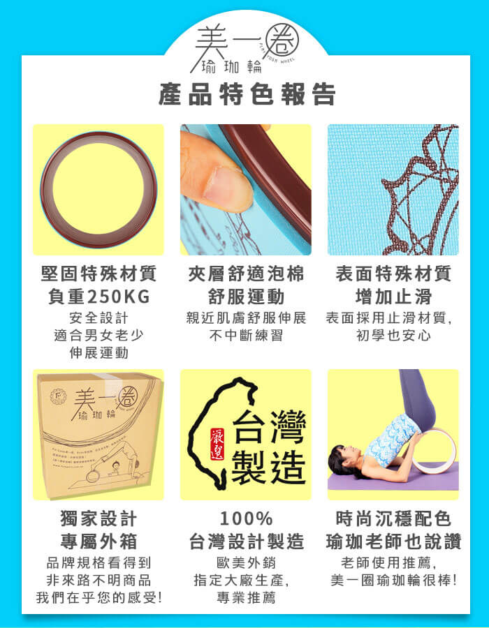 100%台灣製造,可負重250kg,表面止滑材質,連瑜珈老師也說讚