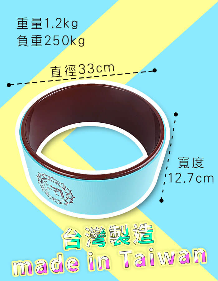 美一圈瑜珈輪,直徑33cm,寬12.7cm,負重250kg