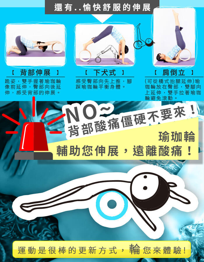 使用美一圈瑜珈輪可以減輕背部僵硬痠痛