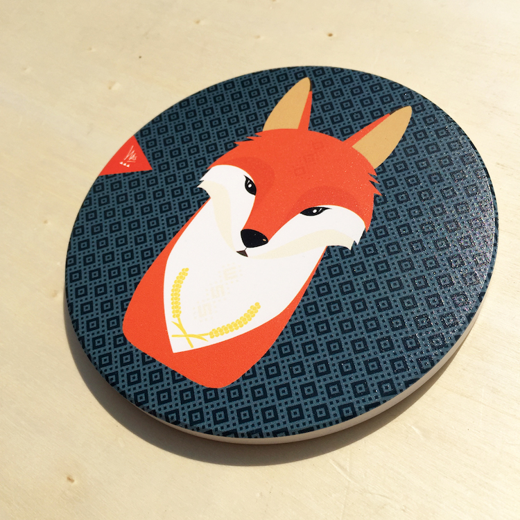 Q版狐狸陶瓷杯墊 Q版狐狸陶瓷杯墊