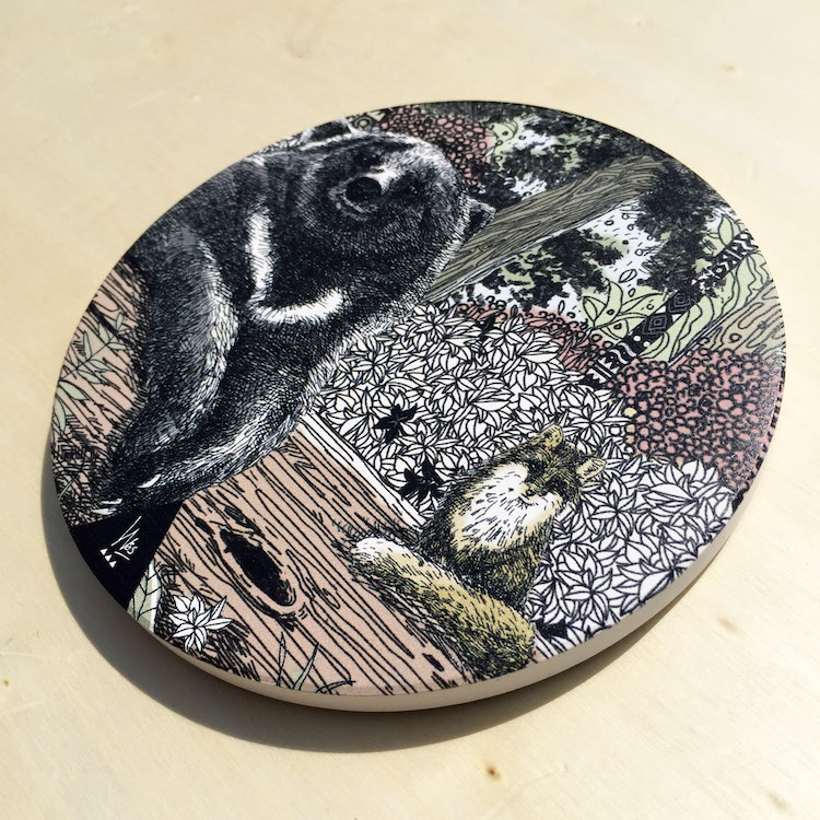 守護森林-黑熊陶瓷杯墊 守護森林-黑熊陶瓷杯墊