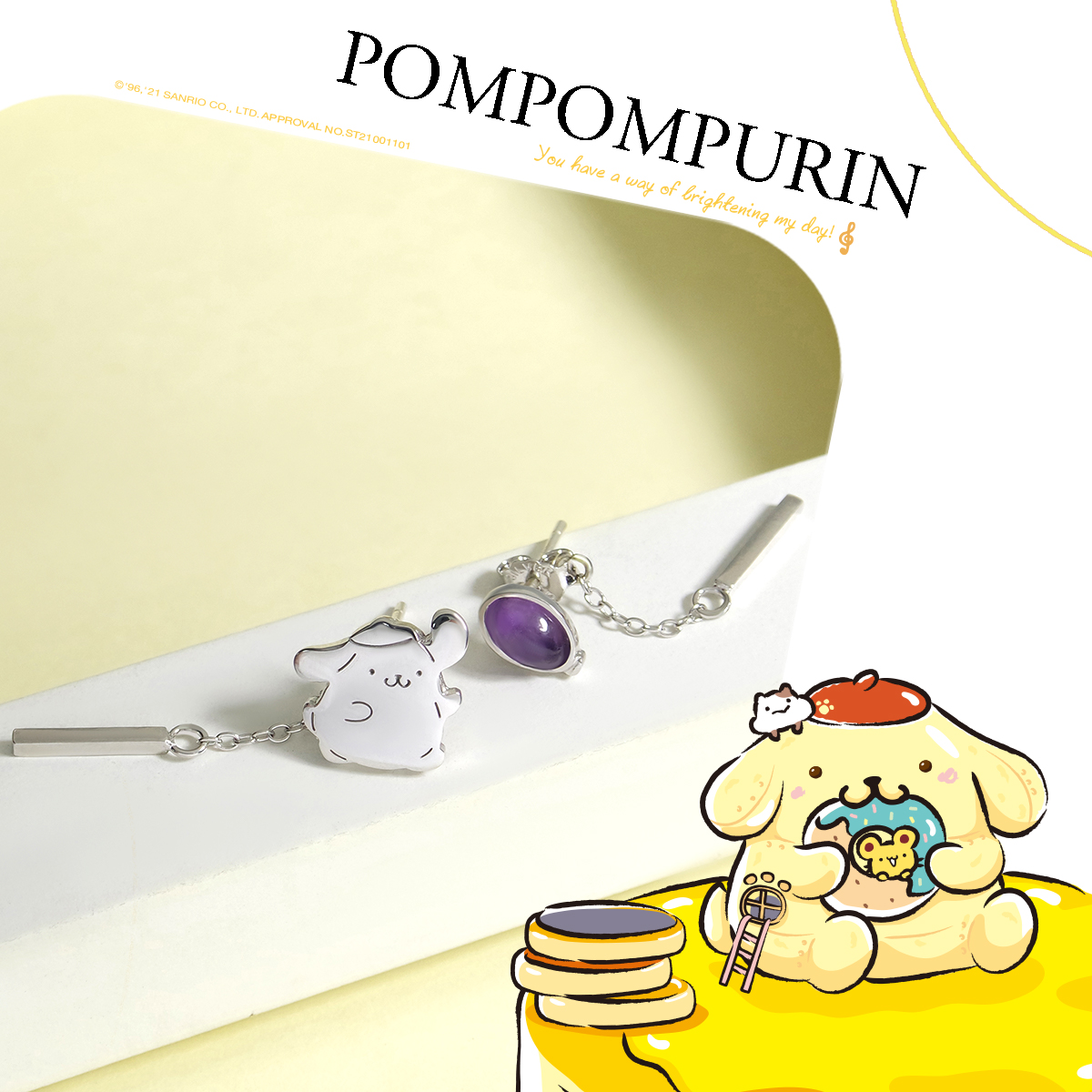 ファンタジーパラダイスシリーズ-ポムポムプリン プリン ドッグプリン ドッグバルーン クリスタル スターリングシルバー ピアス - ピアス・イヤリング - スターリングシルバー シルバー