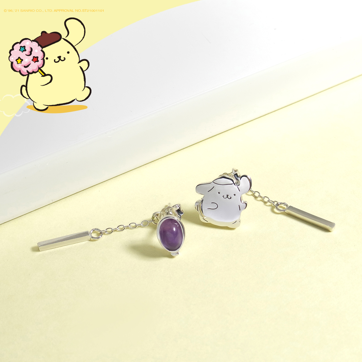 ファンタジーパラダイスシリーズ-ポムポムプリン プリン ドッグプリン ドッグバルーン クリスタル スターリングシルバー ピアス - ピアス・イヤリング - スターリングシルバー シルバー