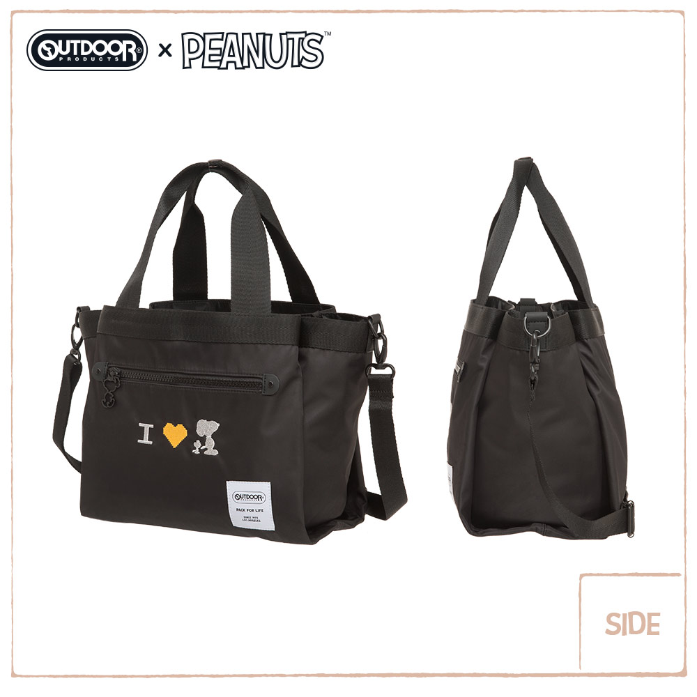 【OUTDOOR】SNOOPY聯名款Lady系列2WAY手提側背包-黑色 ODP20C03BK