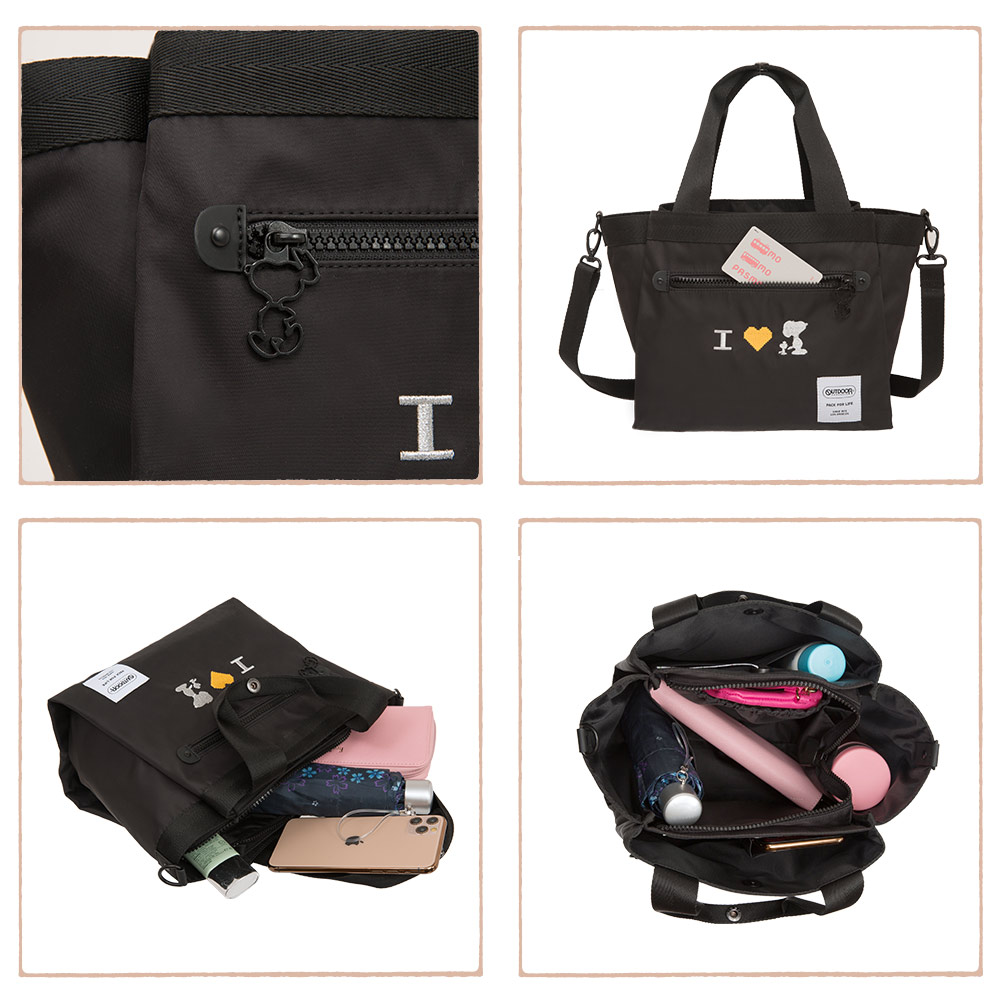 【OUTDOOR】SNOOPY聯名款Lady系列2WAY手提側背包-黑色 ODP20C03BK