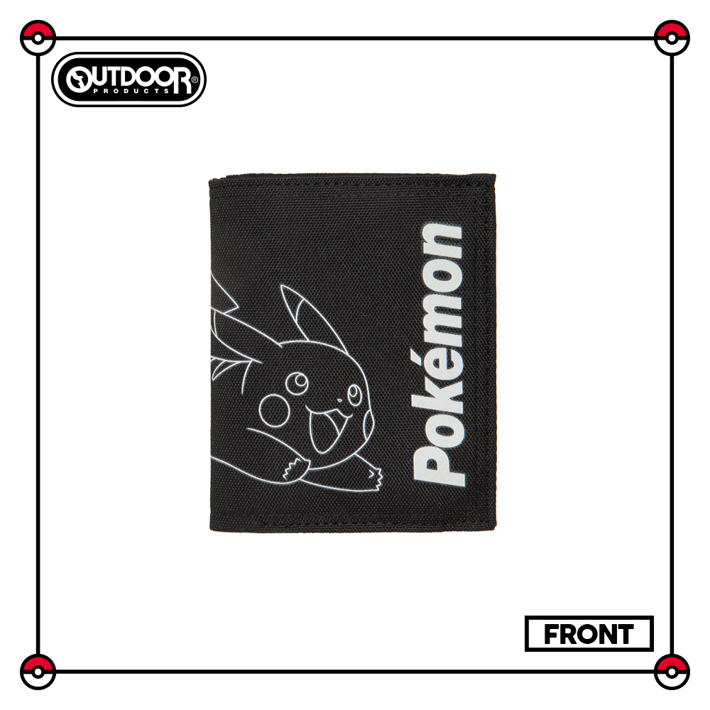 【OUTDOOR】寶可夢Pokemon-夜光皮卡丘對折短夾-黑色 ODGO21A06BK
