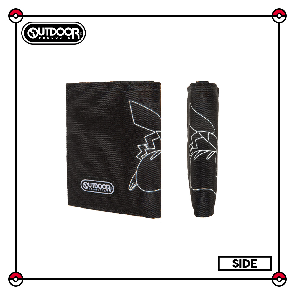 【OUTDOOR】寶可夢Pokemon-夜光皮卡丘對折短夾-黑色 ODGO21A06BK