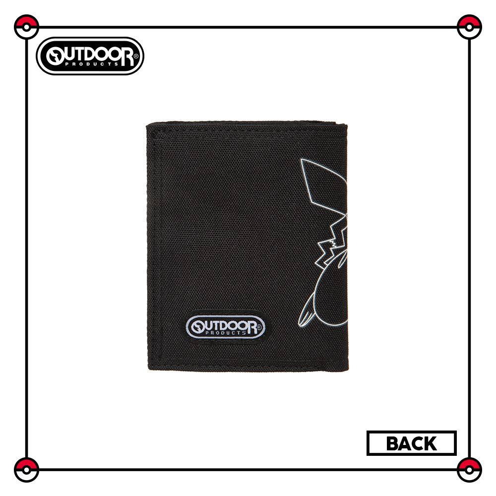 【OUTDOOR】寶可夢Pokemon-夜光皮卡丘對折短夾-黑色 ODGO21A06BK