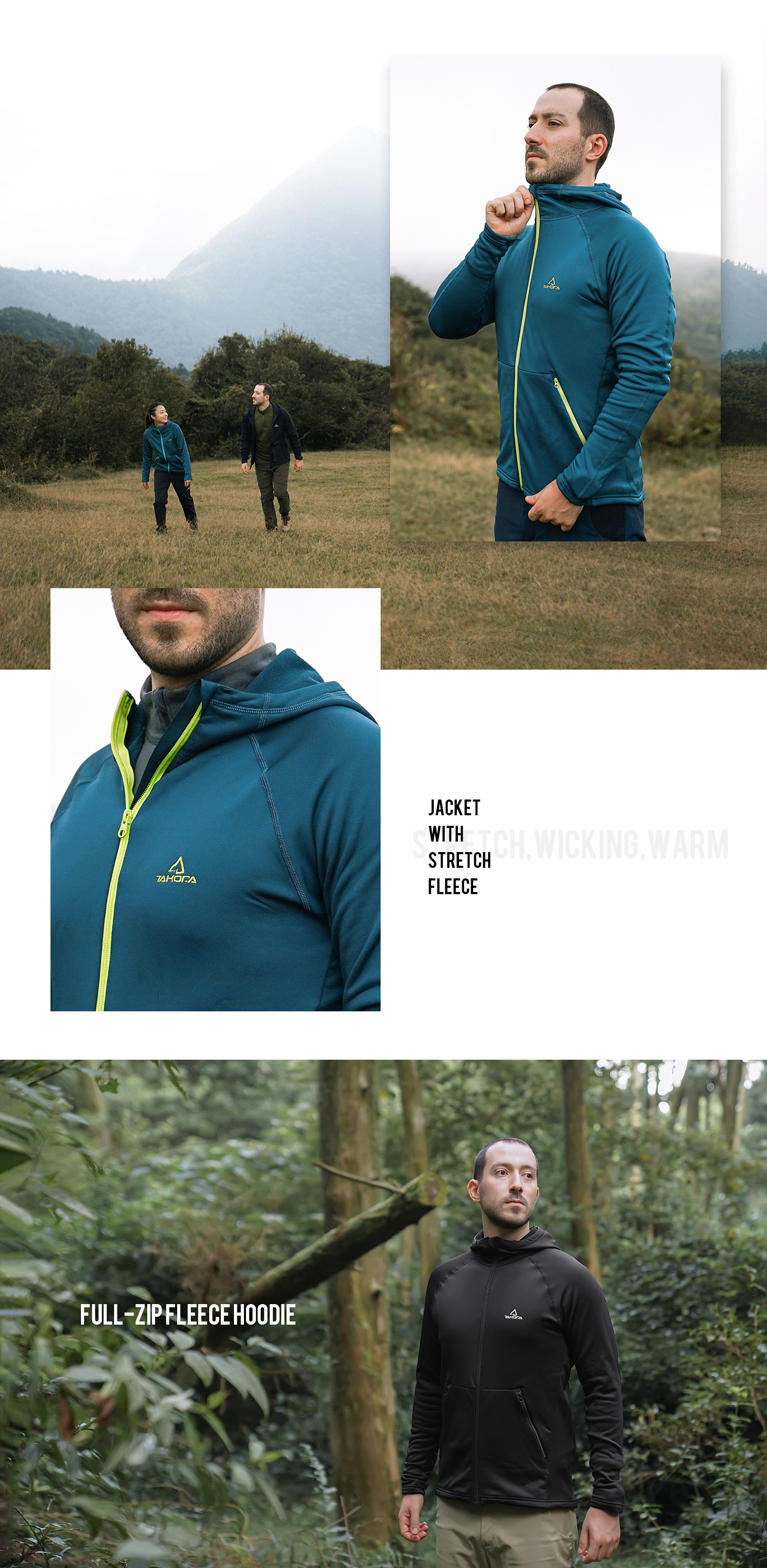 TAKODA 中層刷毛連帽外套 男款 暗岩藍 TAKODA 中層刷毛連帽外套 男款 暗岩藍