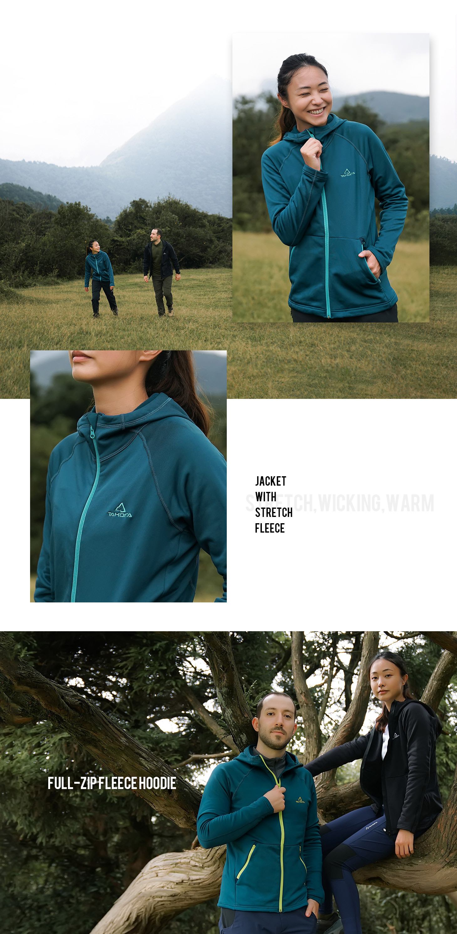 TAKODA 中層刷毛連帽外套 女款 暗岩藍