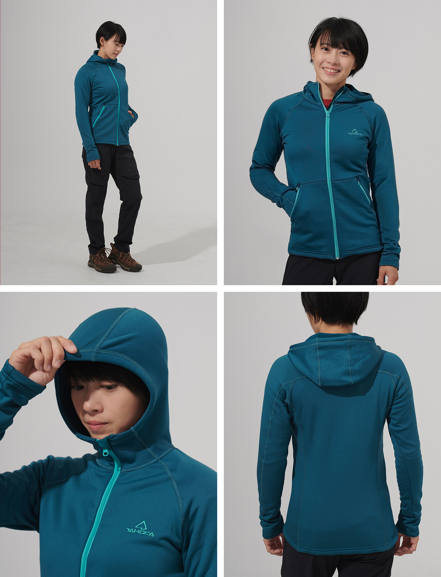 TAKODA 中層刷毛連帽外套 女款 暗岩藍