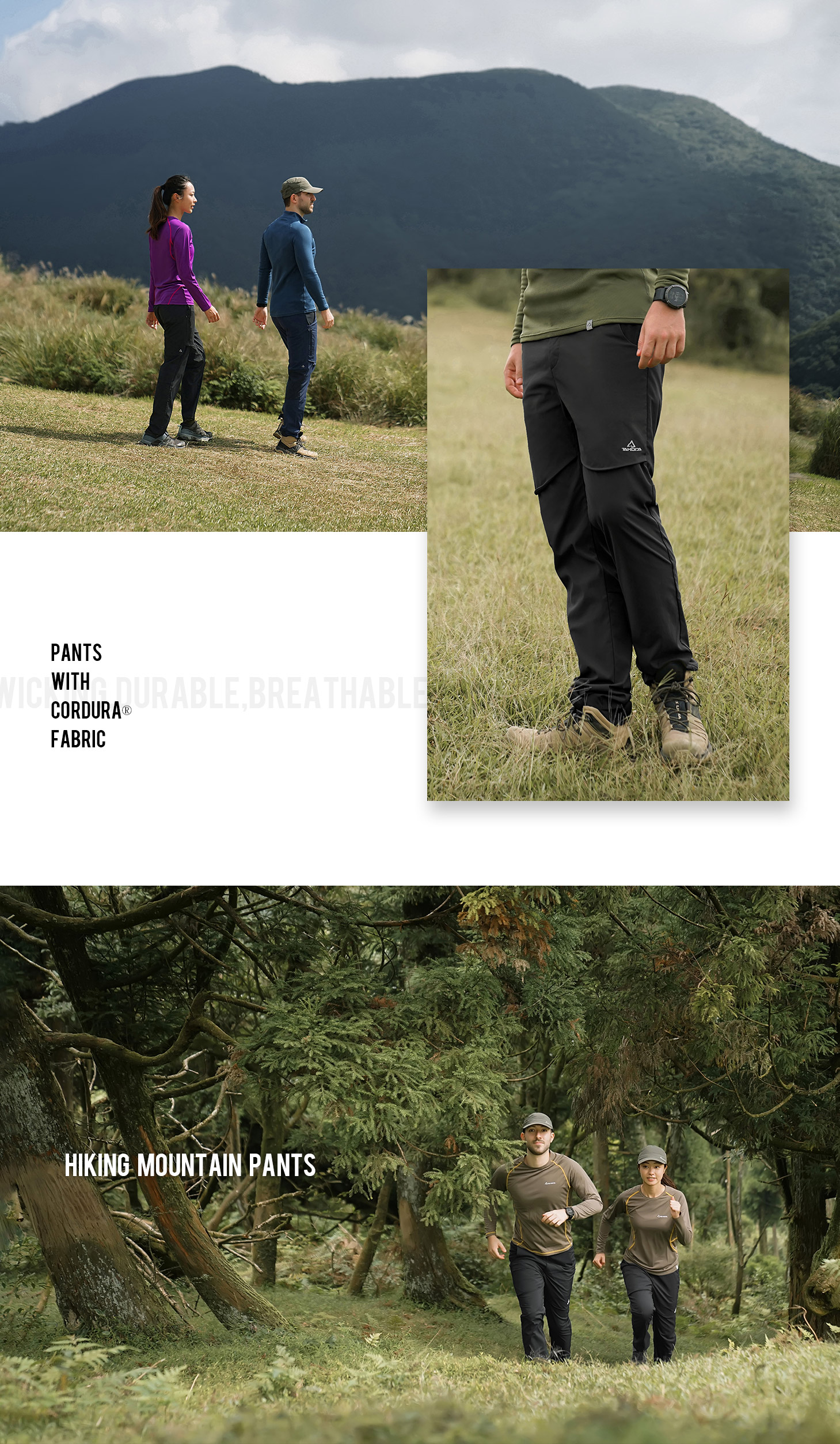 TAKODA Cordura®耐磨防風防潑登山長褲 男款 黑色 TAKODA Cordura®耐磨防風防潑登山長褲 男款 黑色