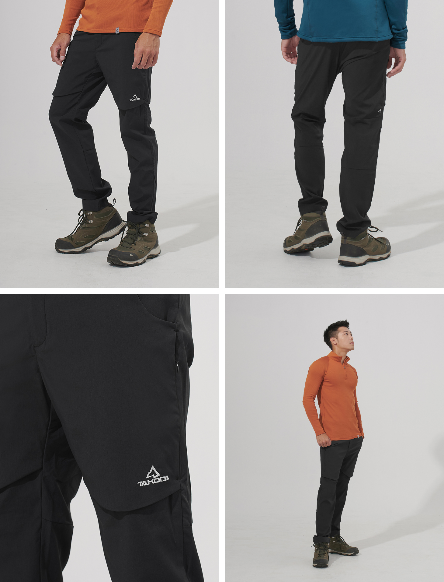 TAKODA Cordura®耐磨防風防潑登山長褲 男款 黑色 TAKODA Cordura®耐磨防風防潑登山長褲 男款 黑色