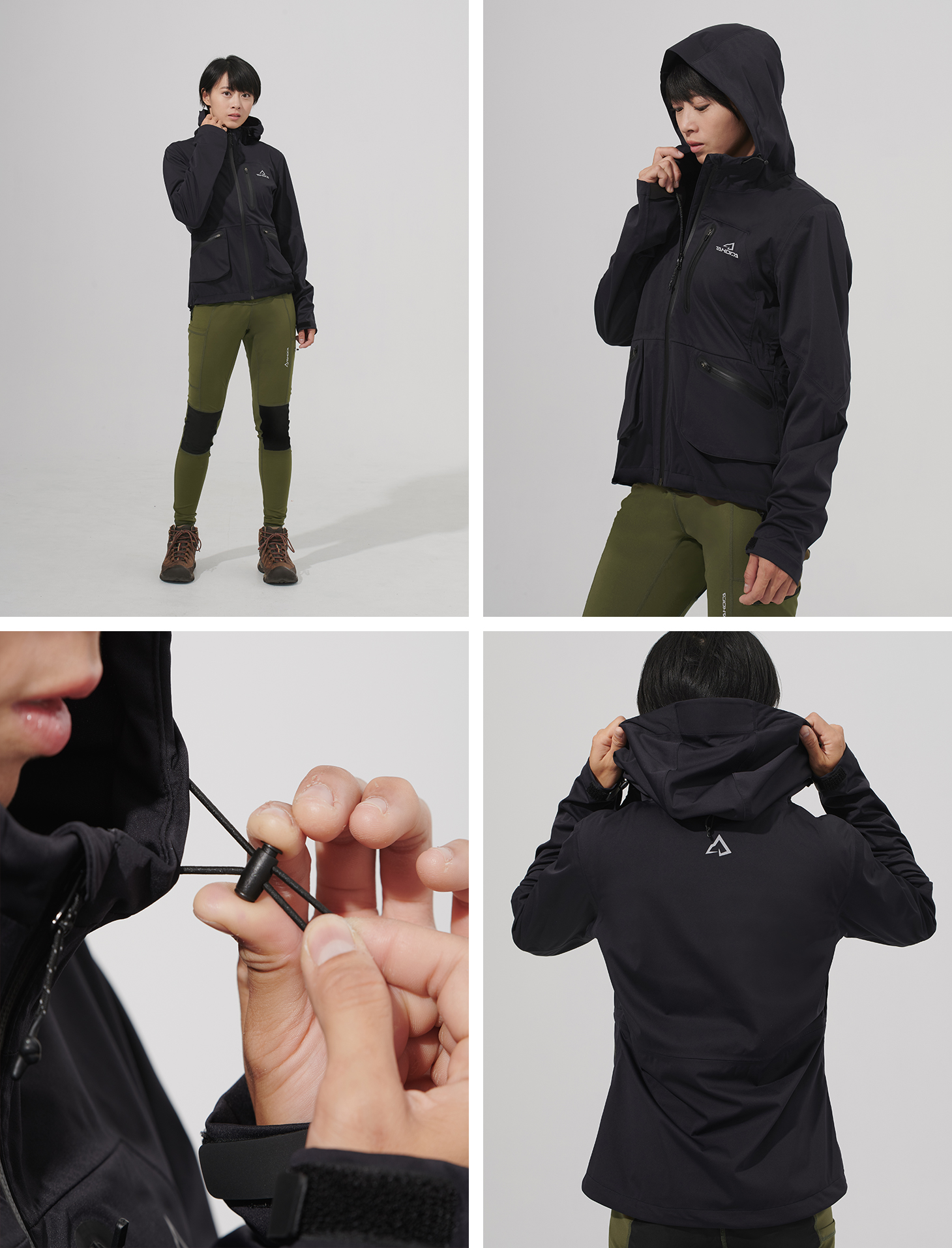 TAKODA 彈性全防水降噪外套 女款 黑色 TAKODA 彈性全防水降噪外套 女款 黑色