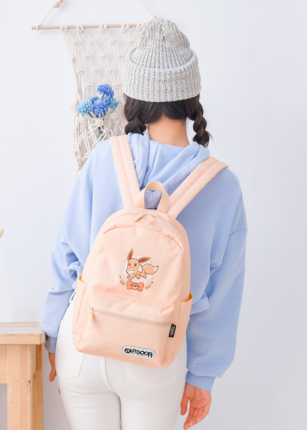 【OUTDOOR】寶可夢Pokemon-手繪風伊布後背包-奶茶色 ODGO21B01BE