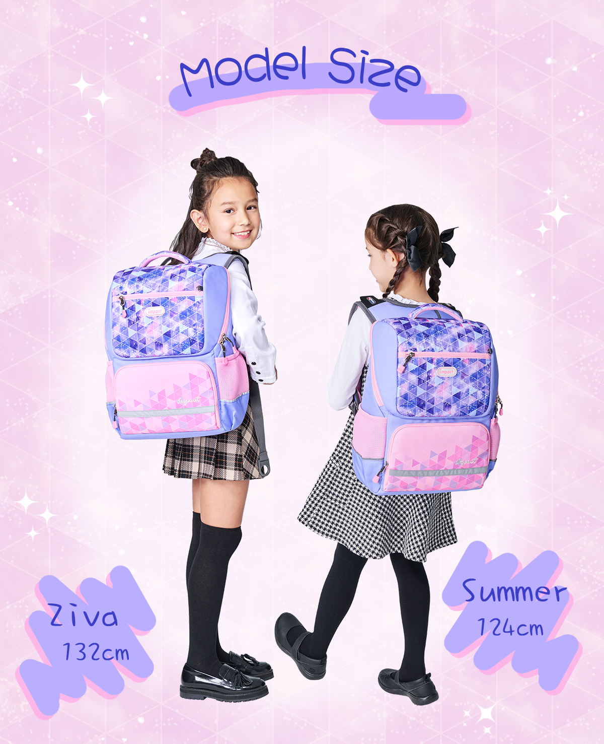 impact 怡寶 - 銀河系成長型護脊書包-粉紅(IM00369PK)|身高130cm以上適用|精選好禮兩件組(運動襪、筆袋)