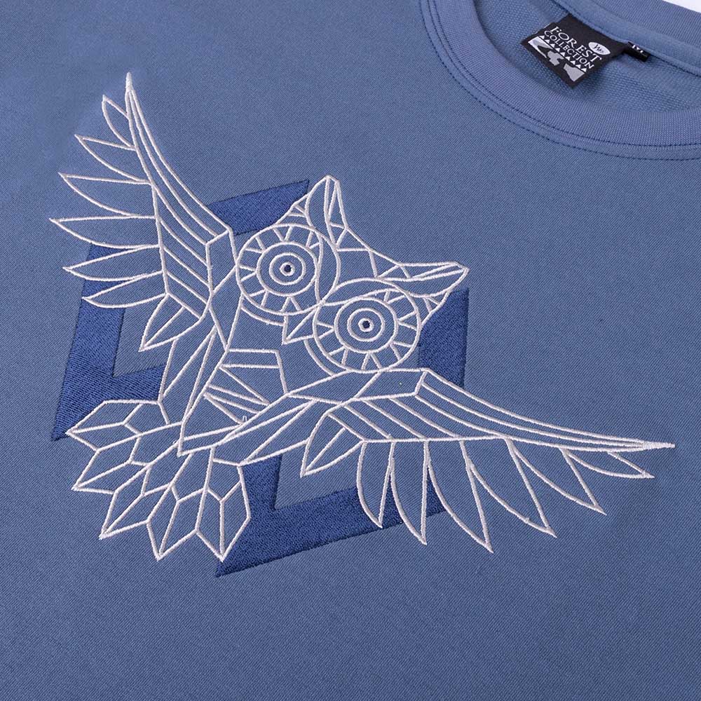 幾何貓頭鷹刺繡中性款TEE