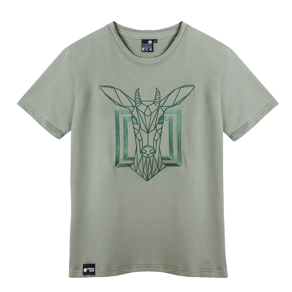 幾何山羊刺繡中性款TEE