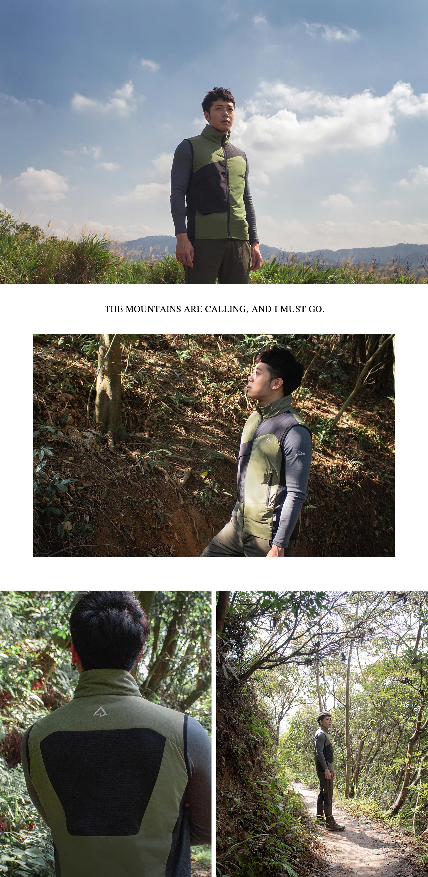 TAKODA 輕量防風科技保溫棉登山背心 男款 橄欖綠