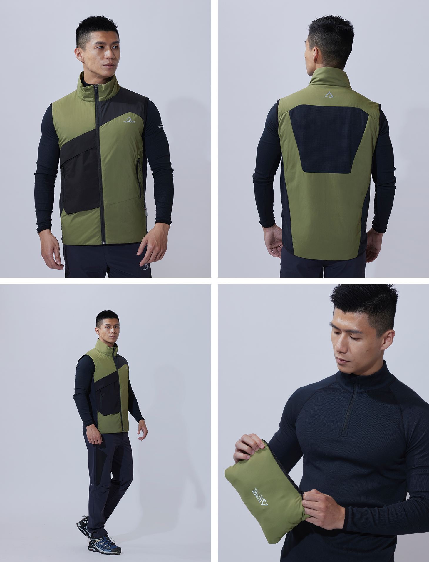 TAKODA 輕量防風科技保溫棉登山背心 男款 橄欖綠