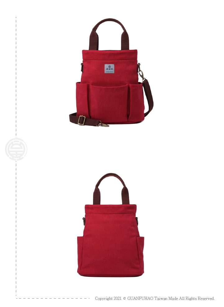 Guangfu canvas bag gift round curve bucket bag side backpack - Messenger Bags & Sling Bags - Cotton & Hemp