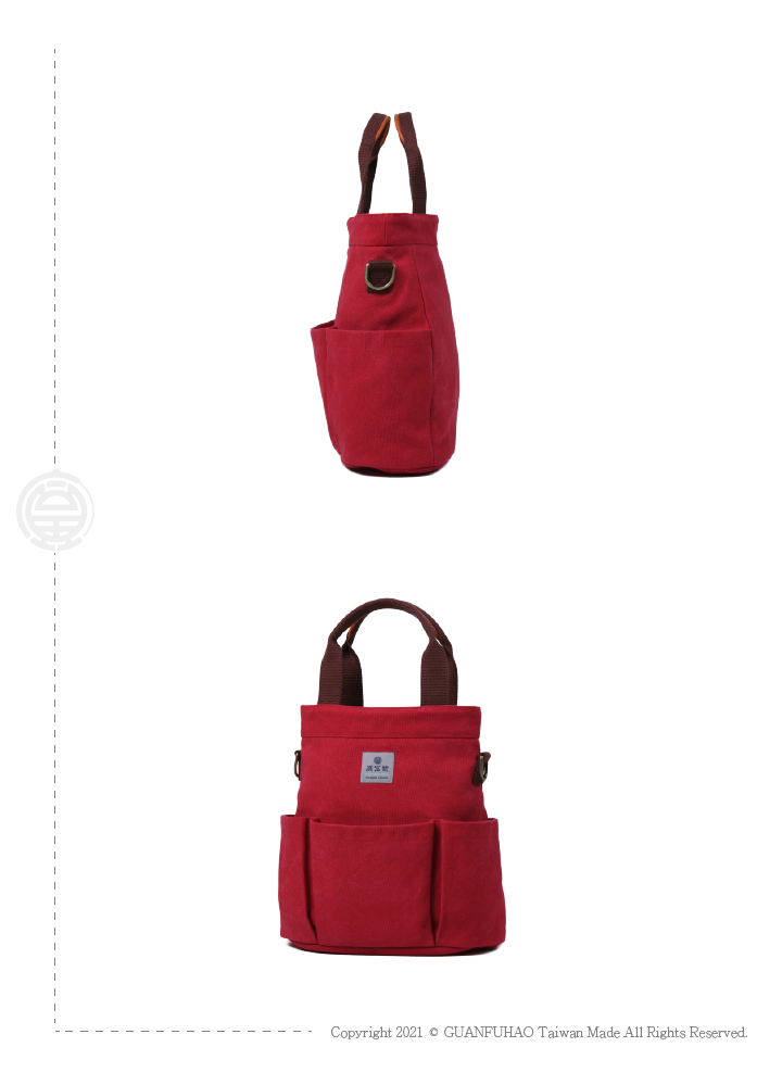 Guangfu canvas bag gift round curve bucket bag side backpack - Messenger Bags & Sling Bags - Cotton & Hemp