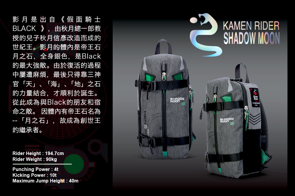 【假面騎士】SHADOW MOON 影月 單肩背包 #灰 KMR76327-45