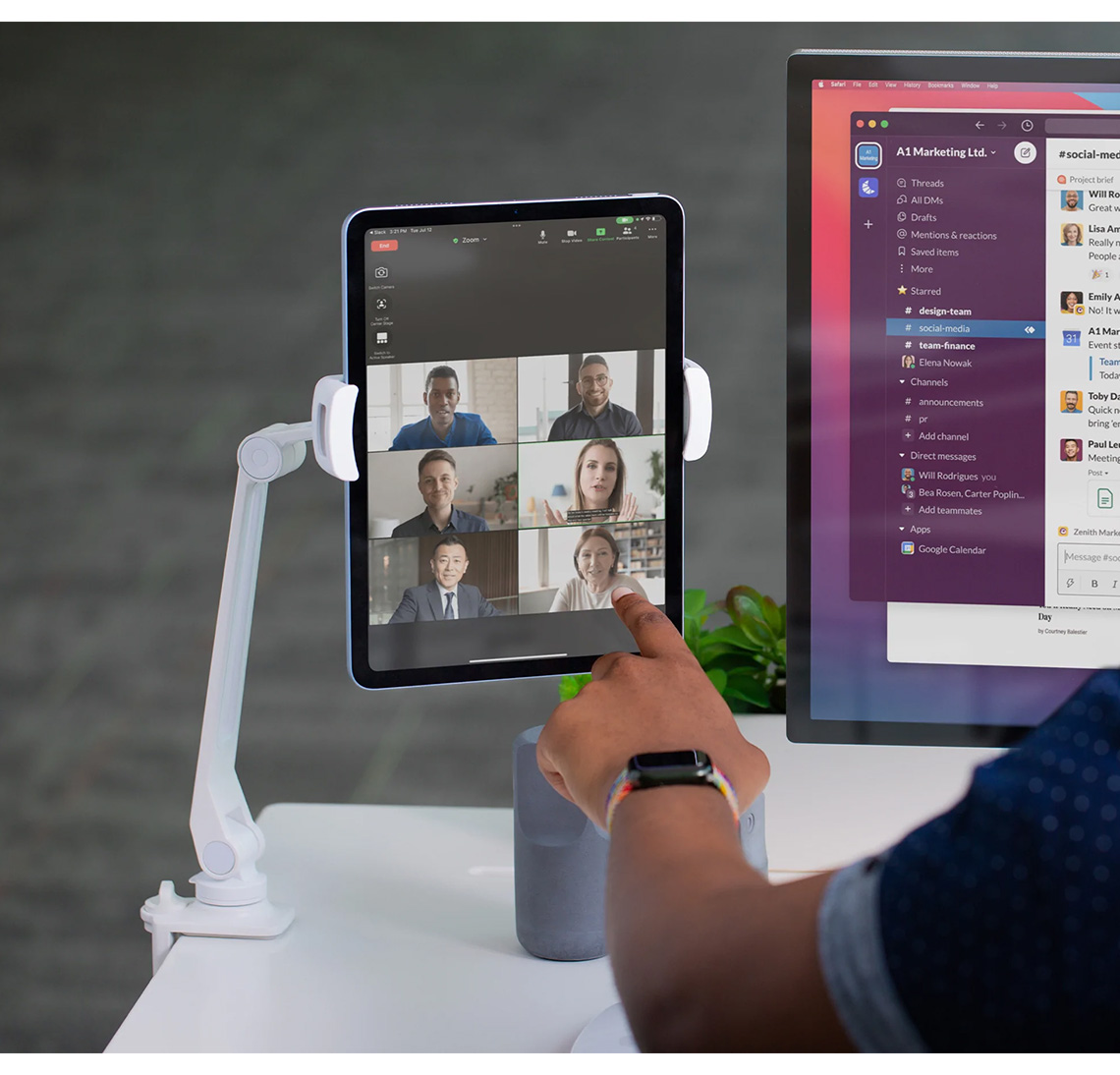 Zoom A1 Marketig Ltd.ThreadsAll Drafts@Mentions & reactionsSaved itemsMoreStarred designteam social-iateam-financeElena Noak Channelssocial-medProject briefWill RoGreat wLisa AmReally nPeople1Emily ANo! It wA1 Mar31Event TeamTodaTo announcementsQuick n# prbring Add channelDirect messagesPaul LeMeetingWill Rodrigues youBea Rosen, Carter PoplinAdd teammates AppsGoogle CalendarZenith MarkMessage BIby