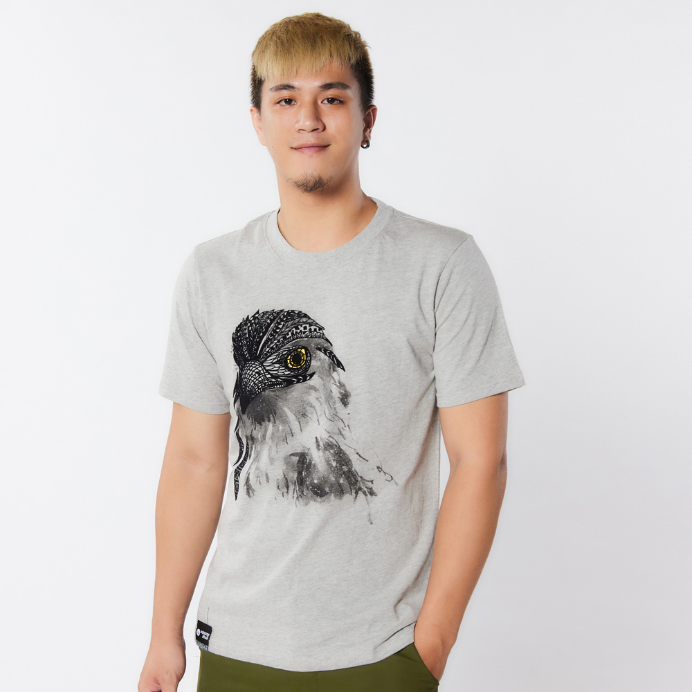 大冠鷲植絨TEE中性款(灰) 大冠鷲植絨TEE中性款(灰)