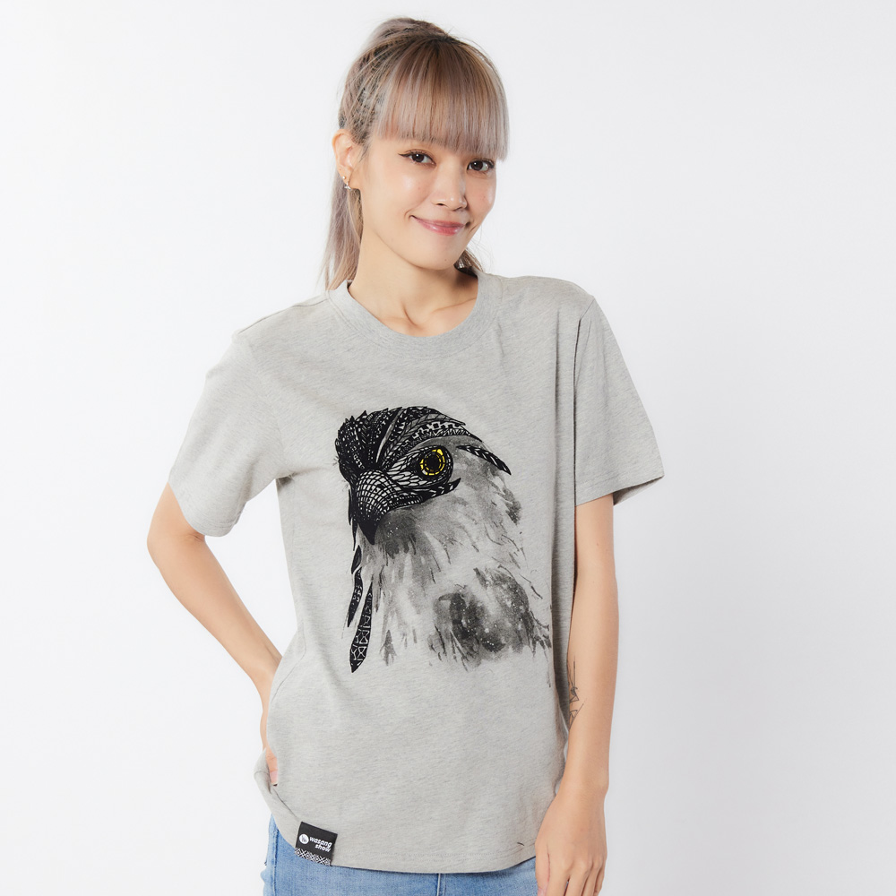 大冠鷲植絨TEE中性款(灰) 大冠鷲植絨TEE中性款(灰)