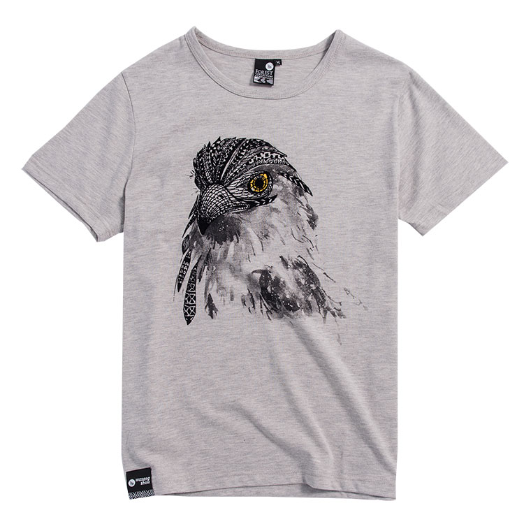 大冠鷲植絨TEE中性款(灰) 大冠鷲植絨TEE中性款(灰)