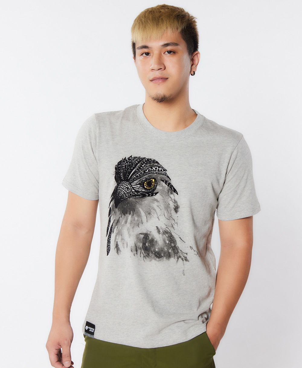 大冠鷲植絨TEE中性款(灰) 大冠鷲植絨TEE中性款(灰)